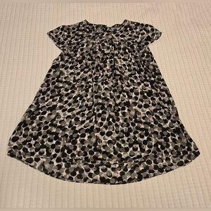 IMNYC Isaac Mizrahi Grey black and white long flowy top with bow, size M, EUC